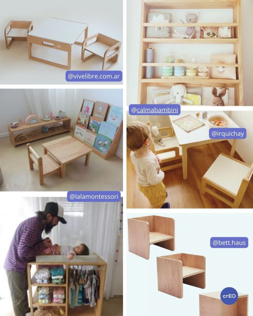 Mobiliario Montessori o Pikler. Regalos para bebés