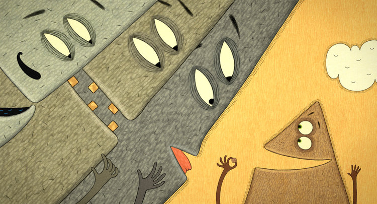 Imagen del cortometraje animado Something que muestra la pequeña montaña donde comienza a aparecer vida.